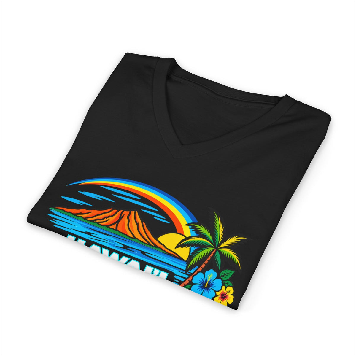 Hawaii Tropical Sunset V-Neck Tee Shirt - O'ahu Surf Company
