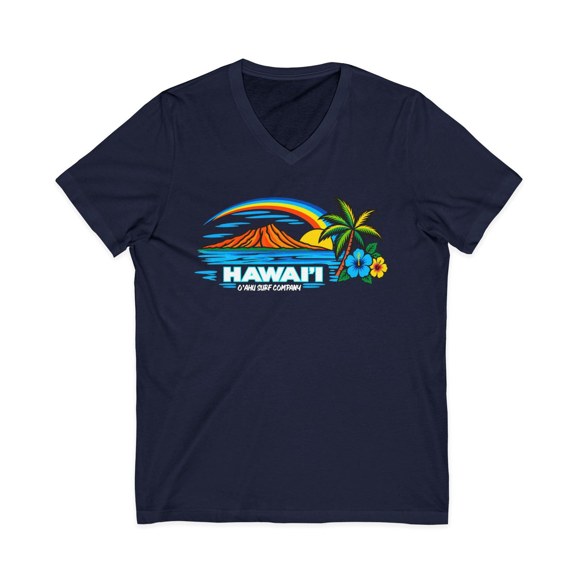 Hawaii Tropical Sunset V-Neck Tee Shirt - O'ahu Surf Company