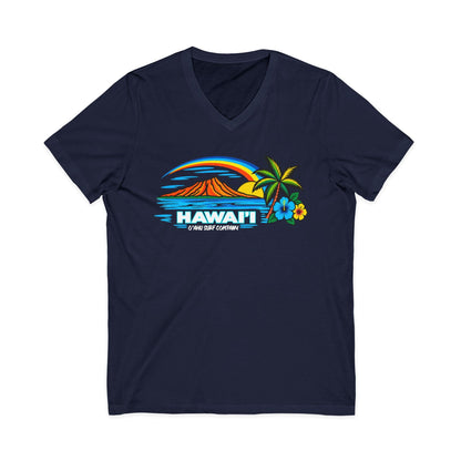 Hawaii Tropical Sunset V-Neck Tee Shirt - O'ahu Surf Company
