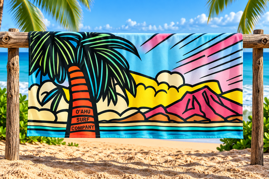 Hawaii Waikiki Tropical Island Colorful Beach Towel - O'ahu Surf Company