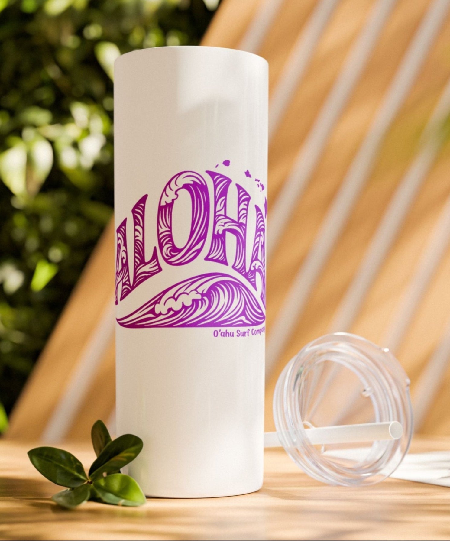 Hawaii Wave Skinny Tumbler with Straw 20oz - O'ahu Surf Company