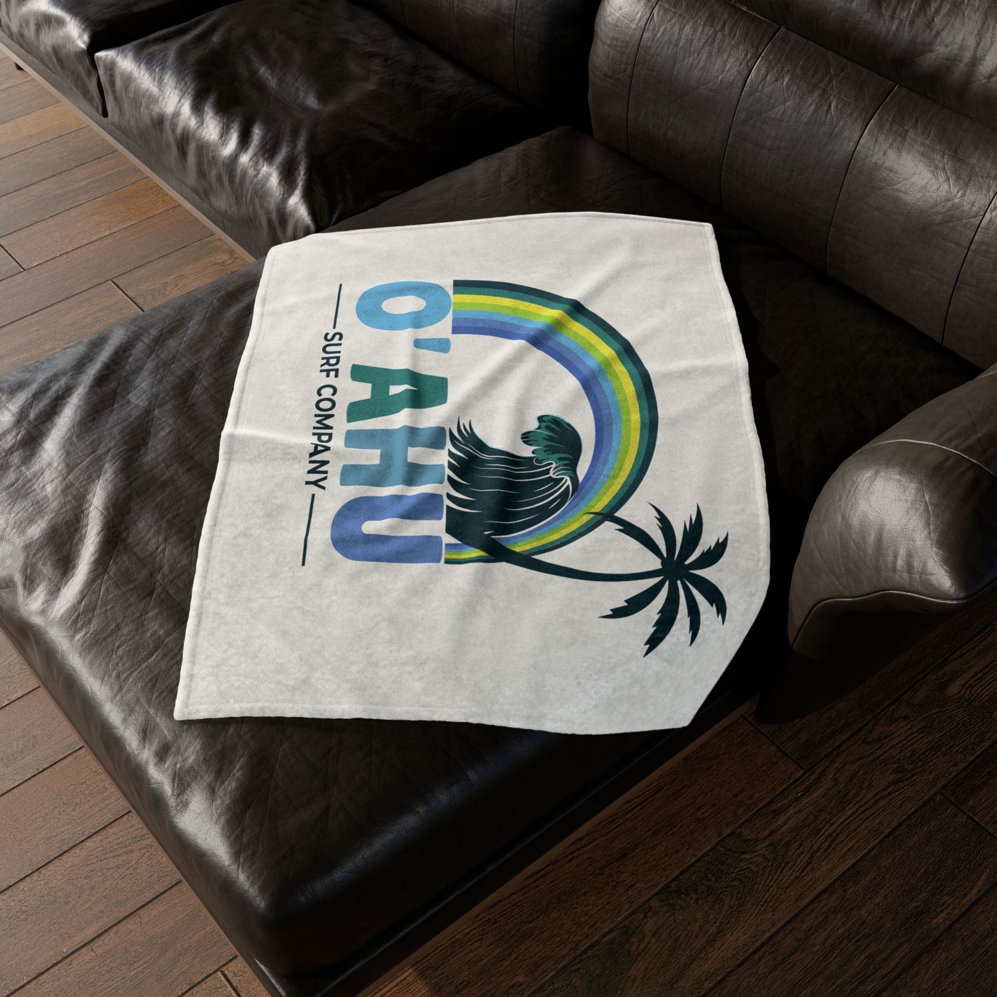 Hawaiian Island Throw Blanket – Cozy Fleece Blanket with Vibrant Ocean Rainbow Hues - O'ahu Surf Company