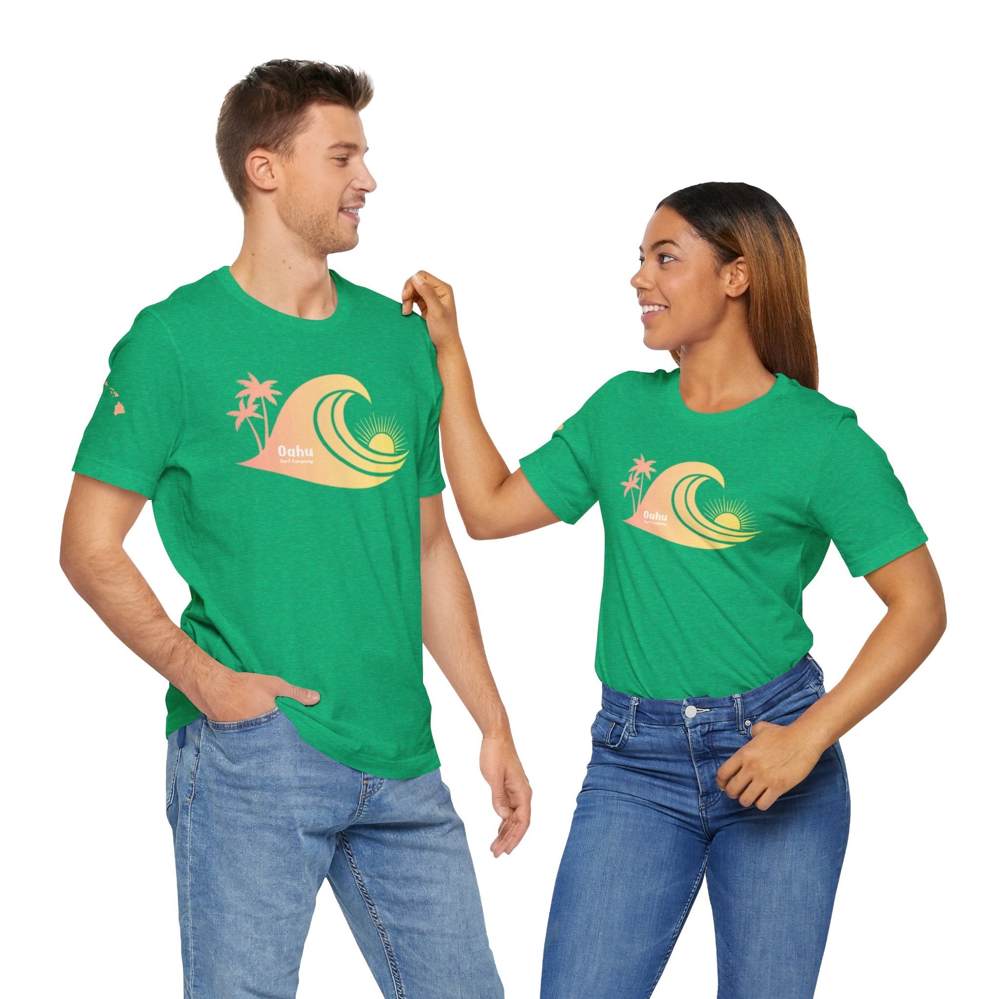 Hawaiian Islands Wave Sunset Womens Tee – O’ahu Surf Company Hawaii Surf Shirt - O'ahu Surf Company