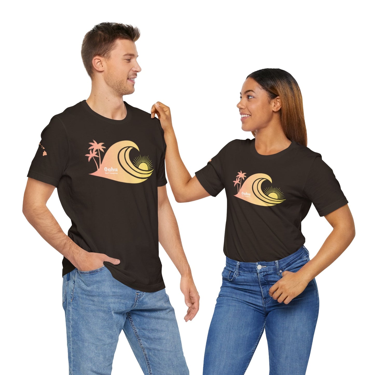 Hawaiian Islands Wave Sunset Womens Tee – O’ahu Surf Company Hawaii Surf Shirt - O'ahu Surf Company