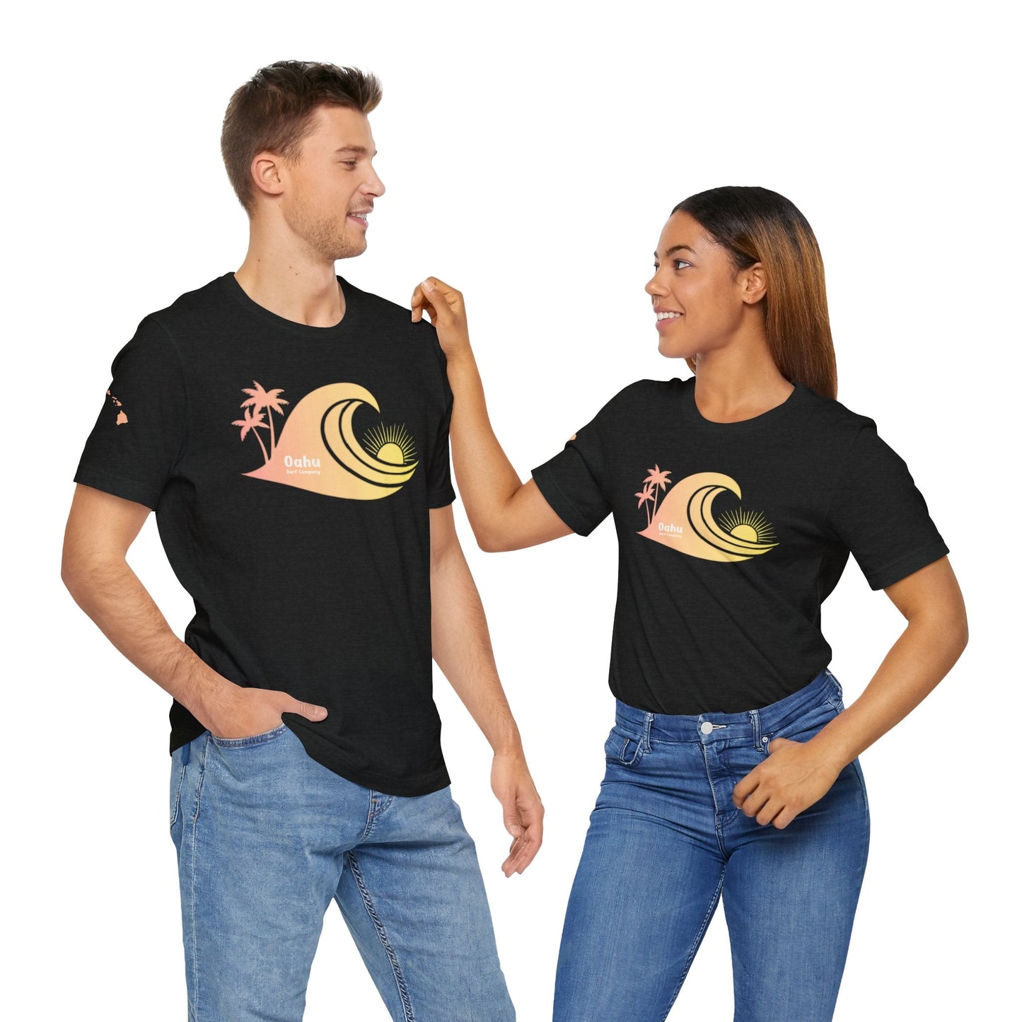 Hawaiian Islands Wave Sunset Womens Tee – O’ahu Surf Company Hawaii Surf Shirt - O'ahu Surf Company