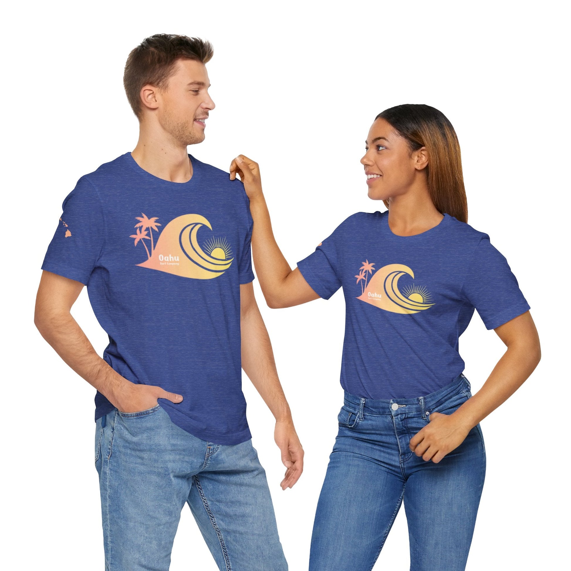 Hawaiian Islands Wave Sunset Womens Tee – O’ahu Surf Company Hawaii Surf Shirt - O'ahu Surf Company