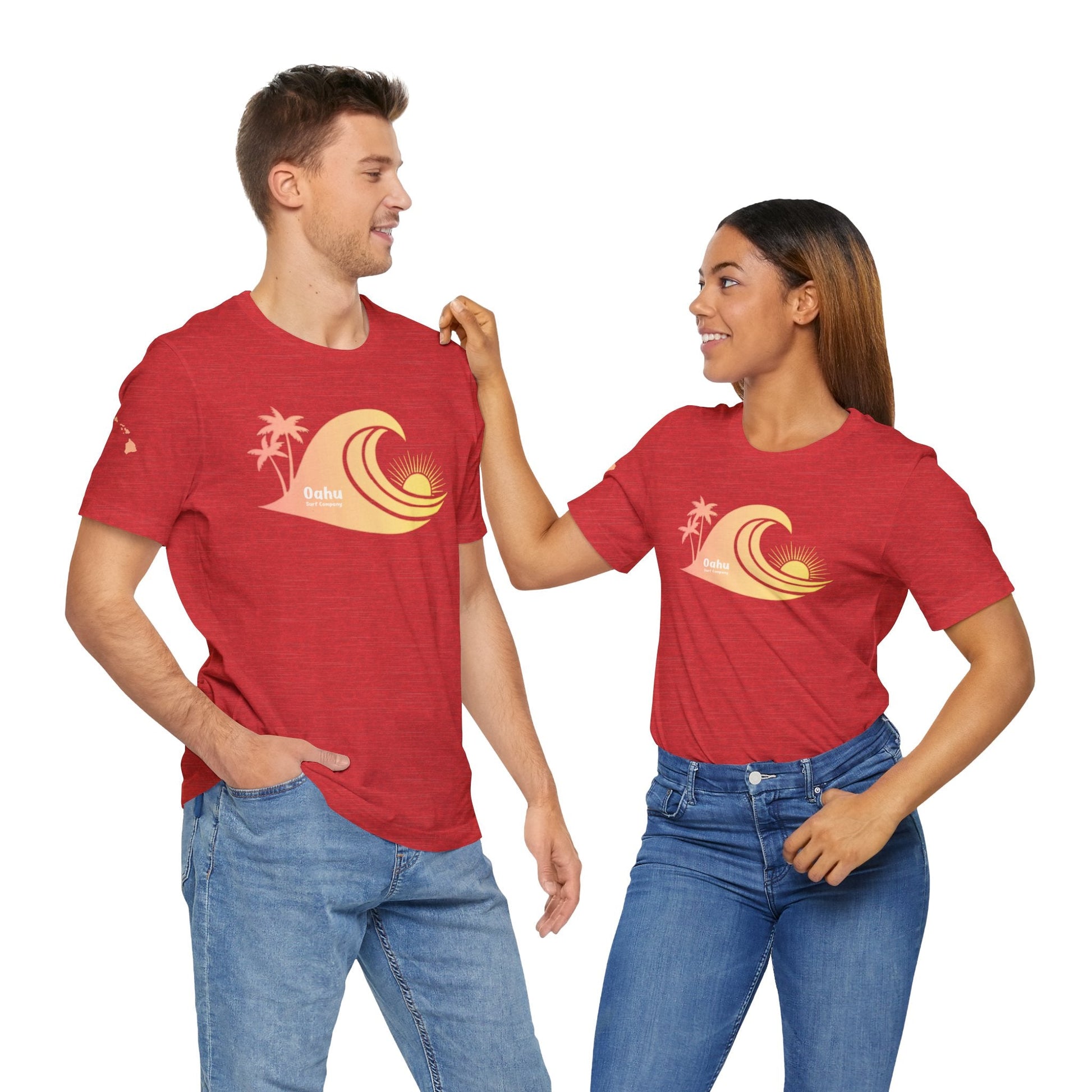 Hawaiian Islands Wave Sunset Womens Tee – O’ahu Surf Company Hawaii Surf Shirt - O'ahu Surf Company