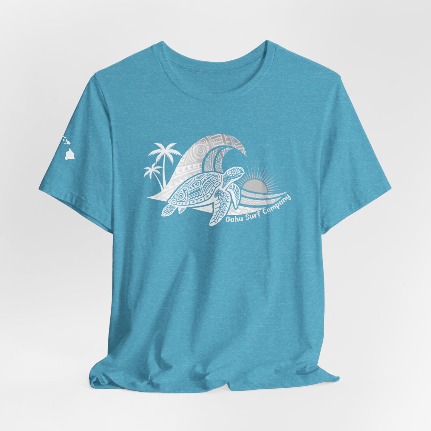 Hawaiian Sea Turtle Ocean Wave Graphic Tee - O'ahu Surf Company