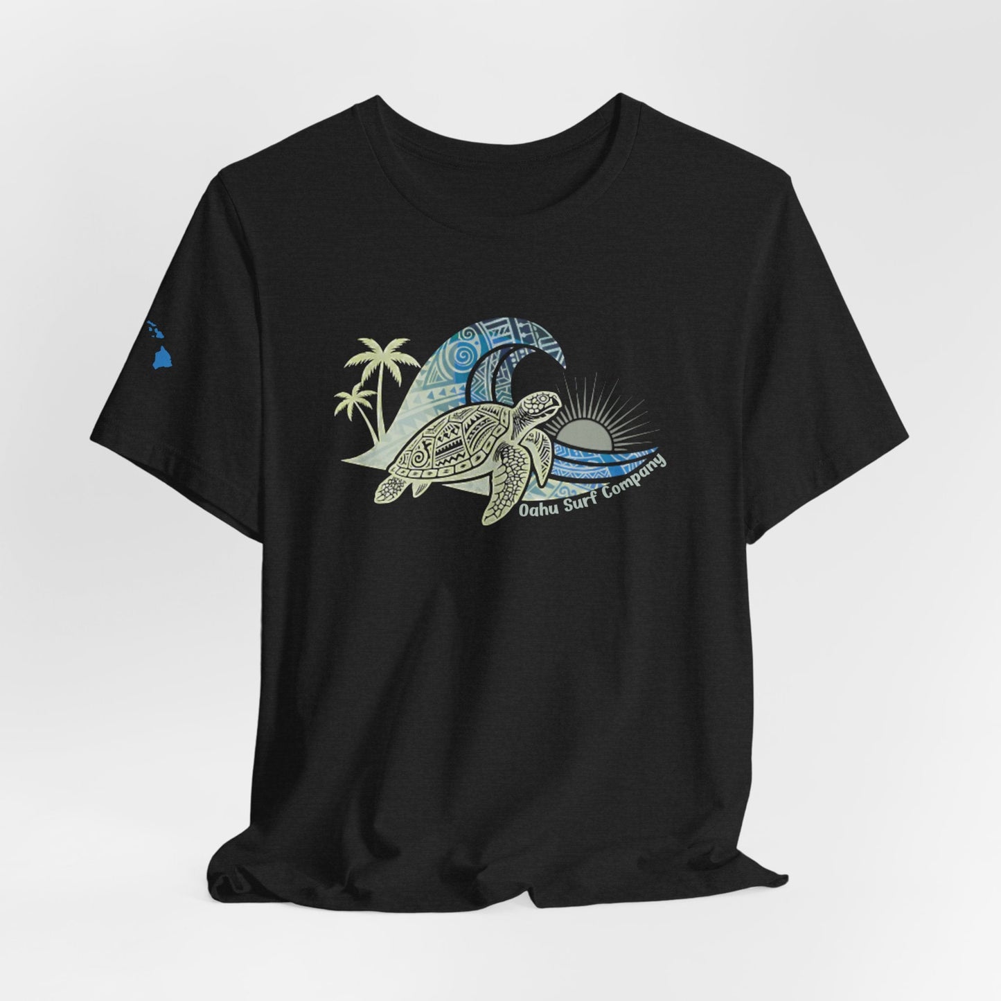 Hawaiian Sea Turtle Ocean Wave Graphic Tee - O'ahu Surf Company