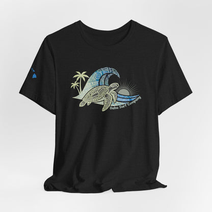 Hawaiian Sea Turtle Ocean Wave Graphic Tee - O'ahu Surf Company