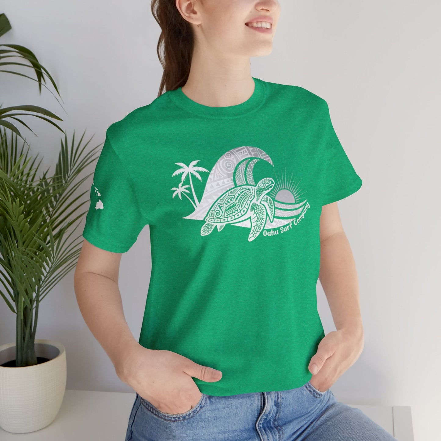 Hawaiian Sea Turtle Ocean Wave Graphic Tee - O'ahu Surf Company