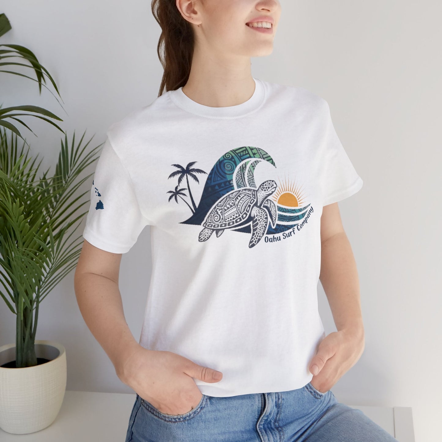 Hawaiian Sea Turtle Ocean Wave Graphic Tee - O'ahu Surf Company