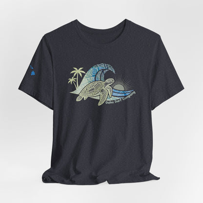 Hawaiian Sea Turtle Ocean Wave Graphic Tee - O'ahu Surf Company