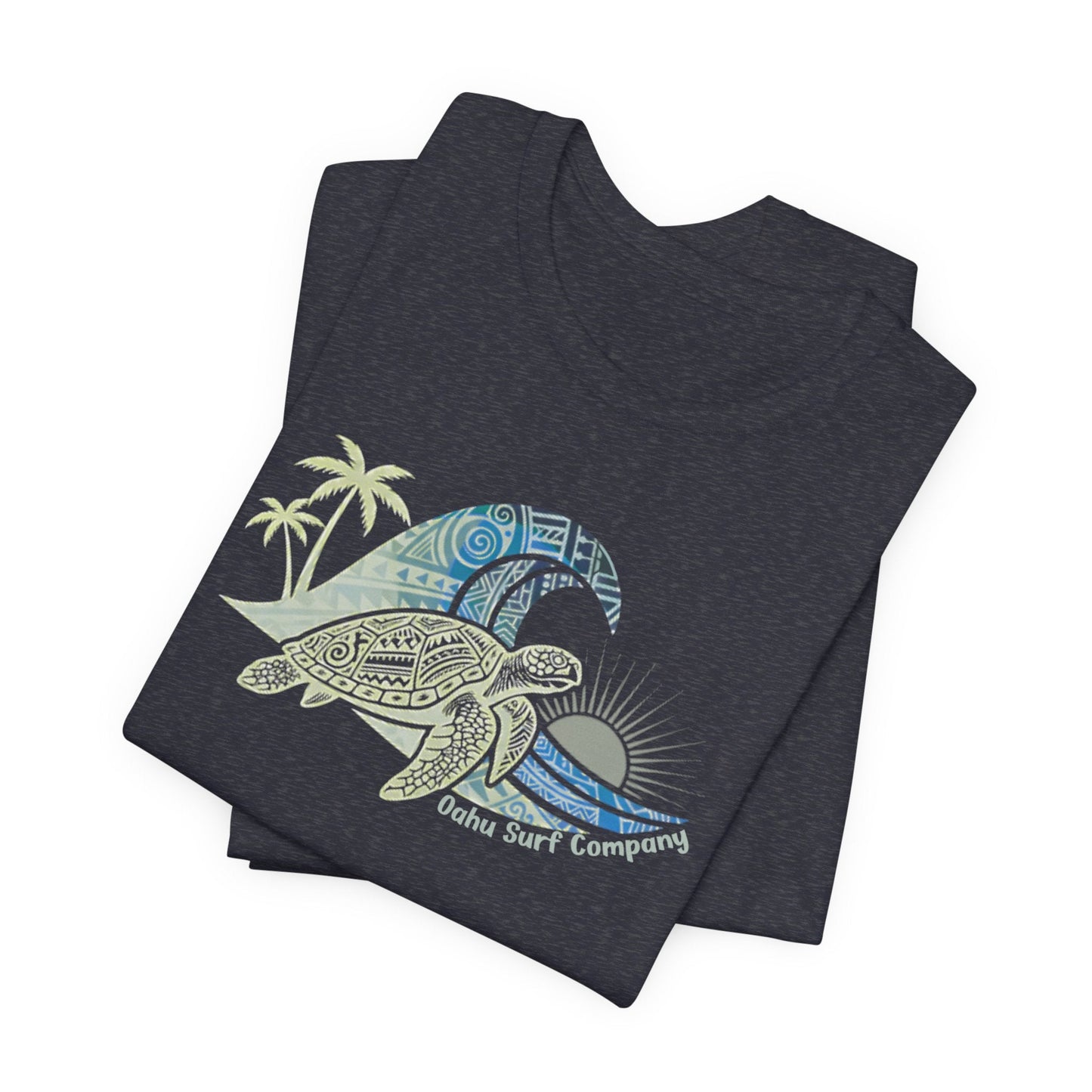 Hawaiian Sea Turtle Ocean Wave Graphic Tee - O'ahu Surf Company