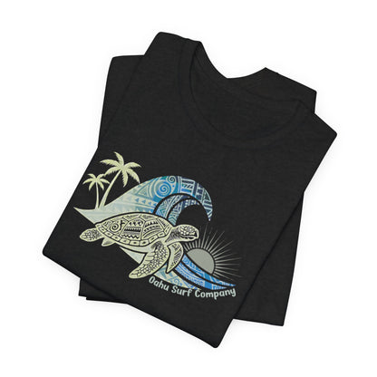 Hawaiian Sea Turtle Ocean Wave Graphic Tee - O'ahu Surf Company