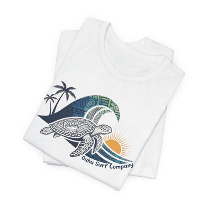 Hawaiian Sea Turtle Ocean Wave Graphic Tee - O'ahu Surf Company