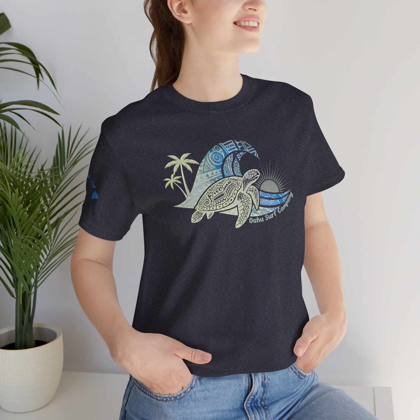 Hawaiian Sea Turtle Ocean Wave Graphic Tee - O'ahu Surf Company