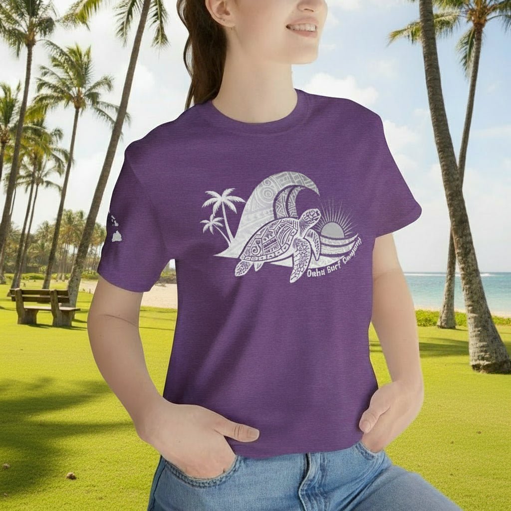 Hawaiian Sea Turtle Ocean Wave Graphic Tee - O'ahu Surf Company