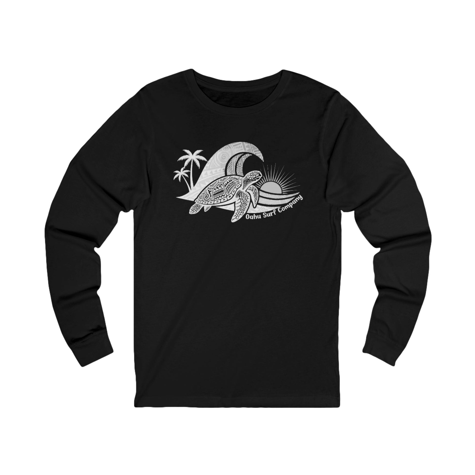 Hawaiian Sea Turtle Ocean Wave Long Sleeve Graphic Tee - O'ahu Surf Company