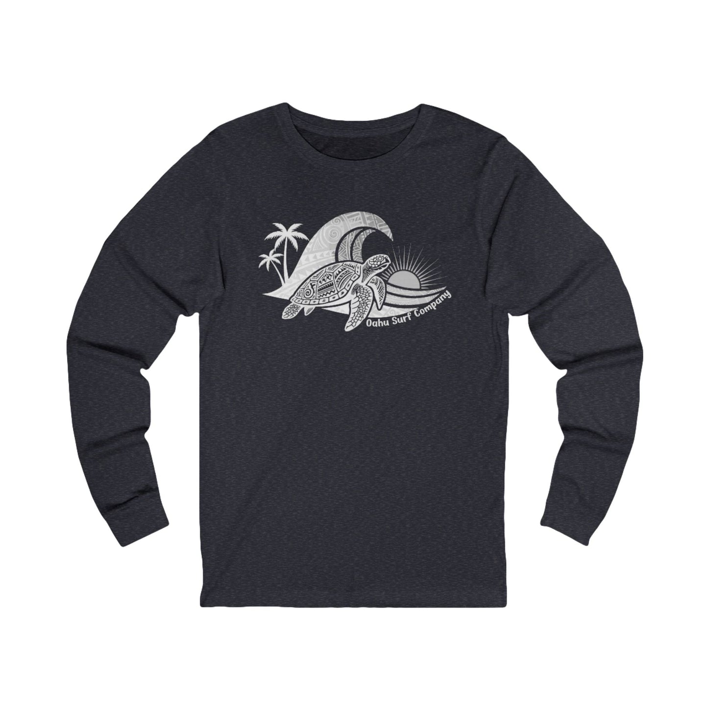 Hawaiian Sea Turtle Ocean Wave Long Sleeve Graphic Tee - O'ahu Surf Company