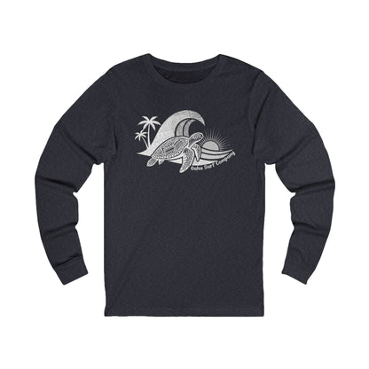 Hawaiian Sea Turtle Ocean Wave Long Sleeve Graphic Tee - O'ahu Surf Company