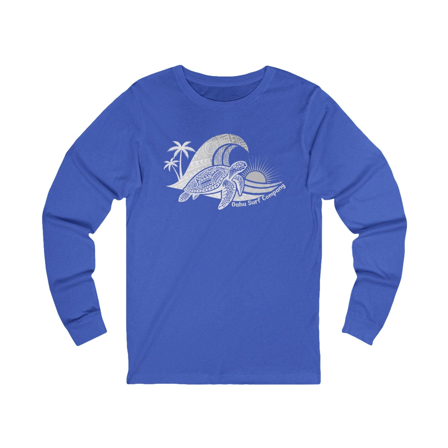 Hawaiian Sea Turtle Ocean Wave Long Sleeve Graphic Tee - O'ahu Surf Company
