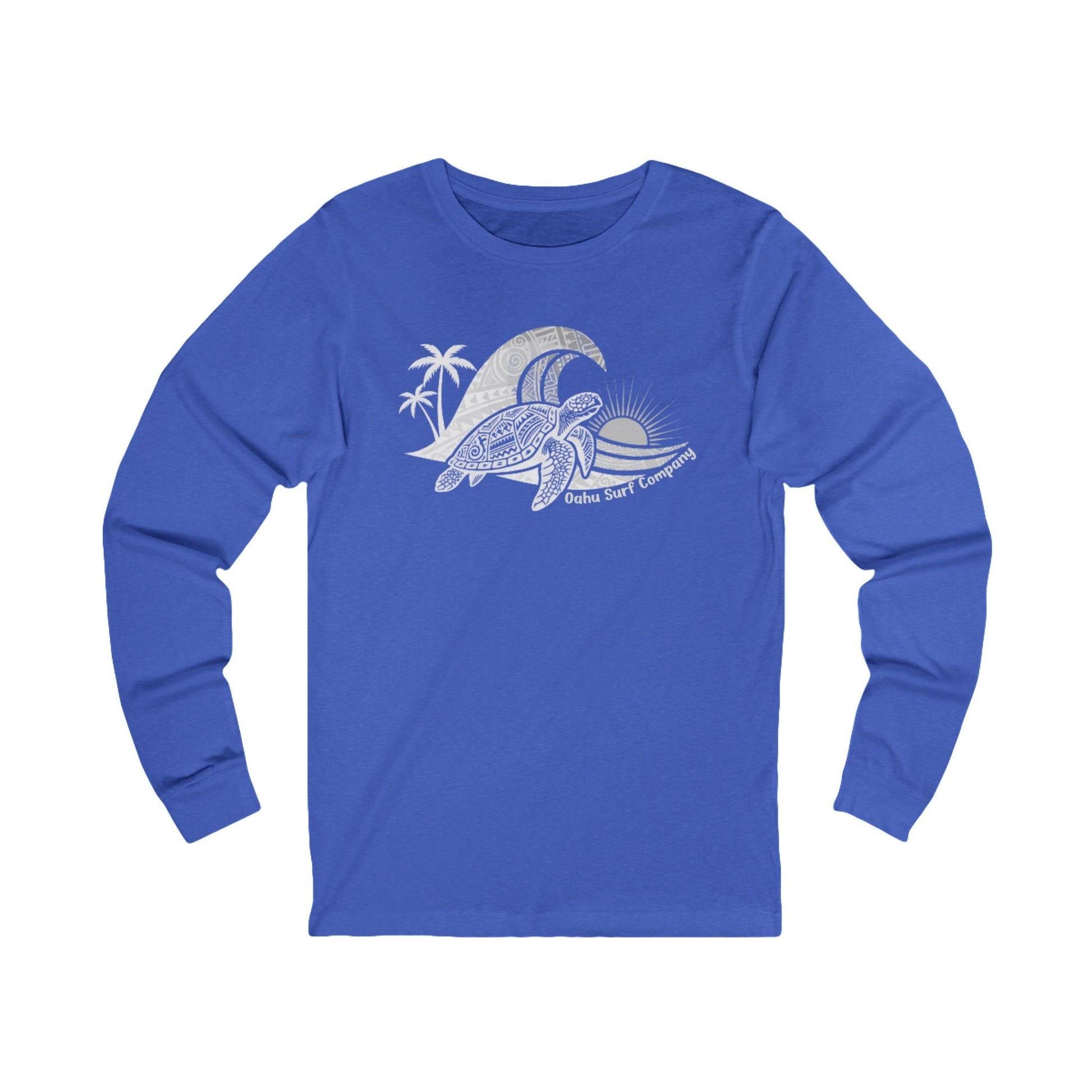 Hawaiian Sea Turtle Ocean Wave Long Sleeve Graphic Tee - O'ahu Surf Company