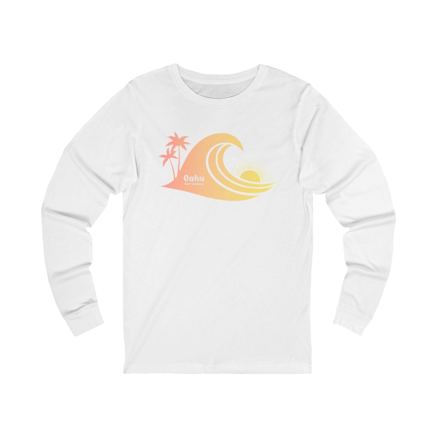 Hawaiian Sea Turtle Sunset Ocean Wave Long Sleeve Graphic Tee - O'ahu Surf Company