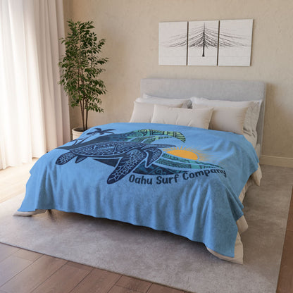 Hawaiian Sea Turtle Throw Blanket Super Soft Fleece - O'ahu Surf Company