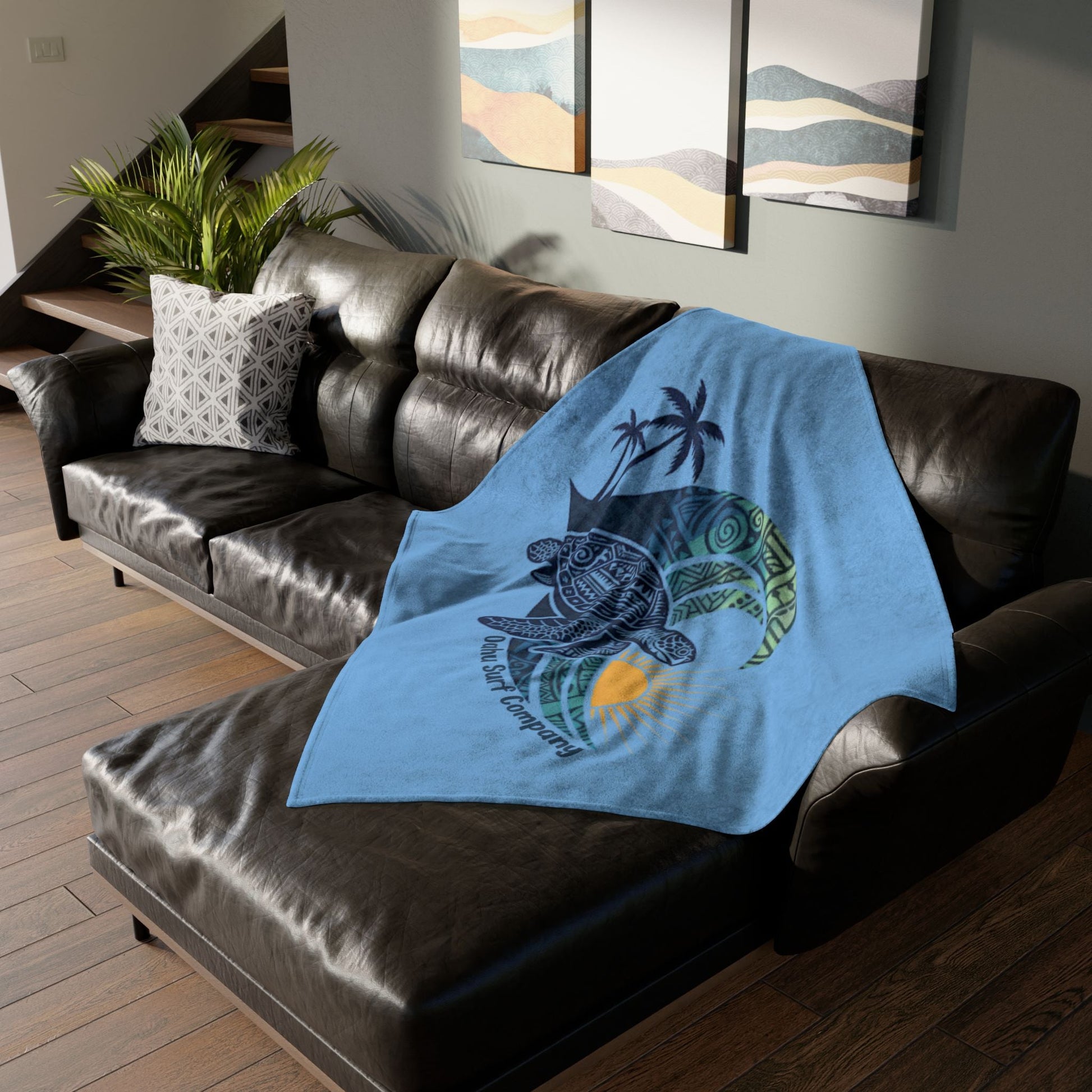 Hawaiian Sea Turtle Throw Blanket Super Soft Fleece - O'ahu Surf Company