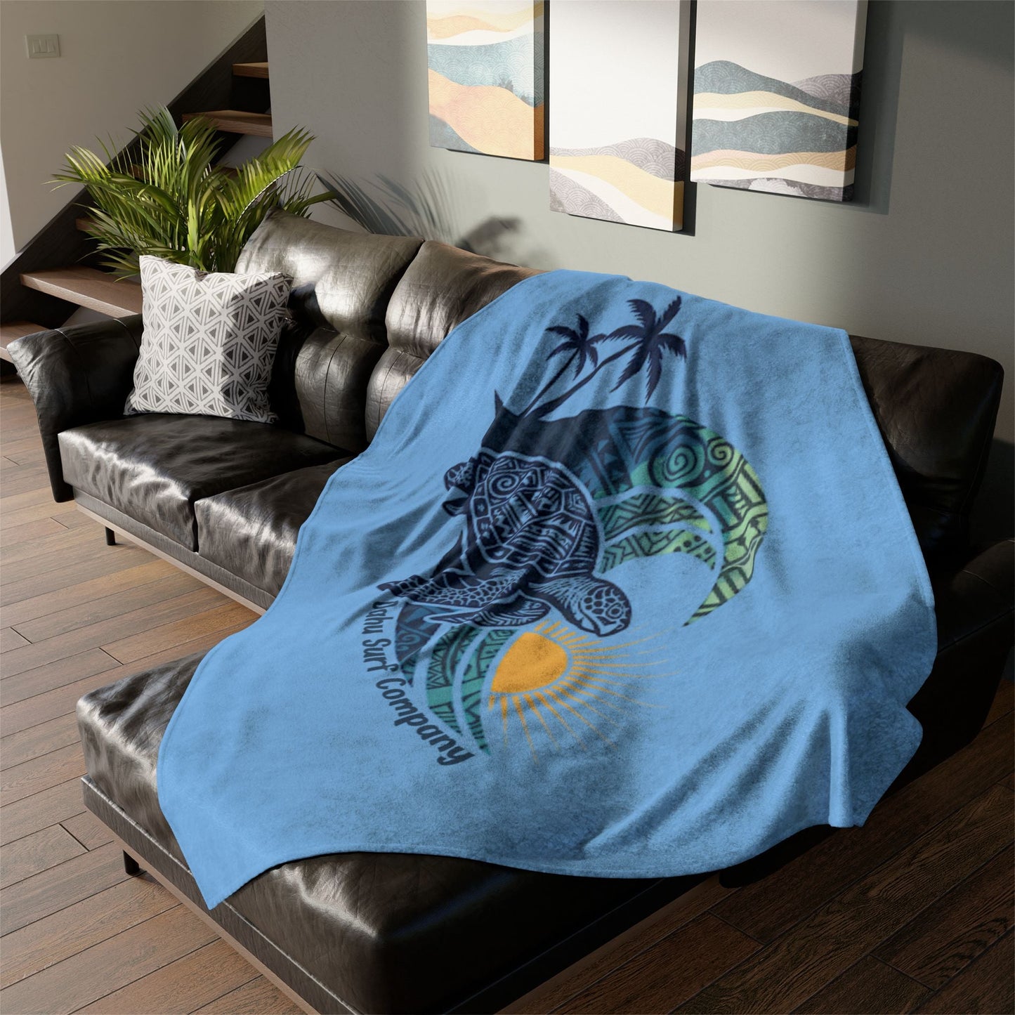 Hawaiian Sea Turtle Throw Blanket Super Soft Fleece - O'ahu Surf Company