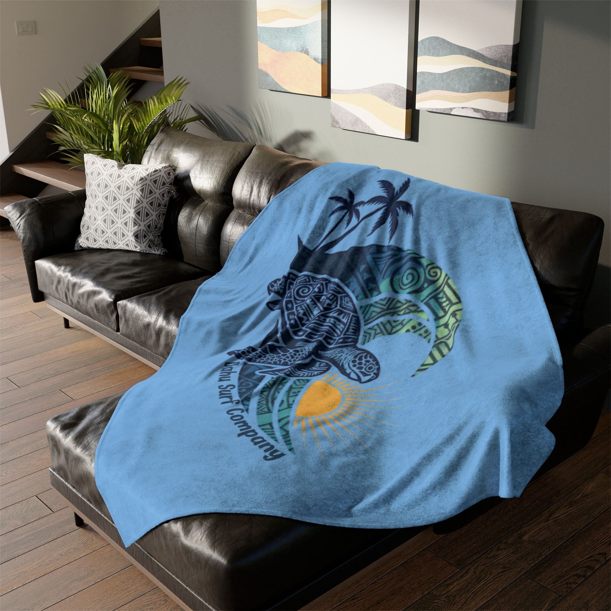 Hawaiian Sea Turtle Throw Blanket Super Soft Fleece - O'ahu Surf Company