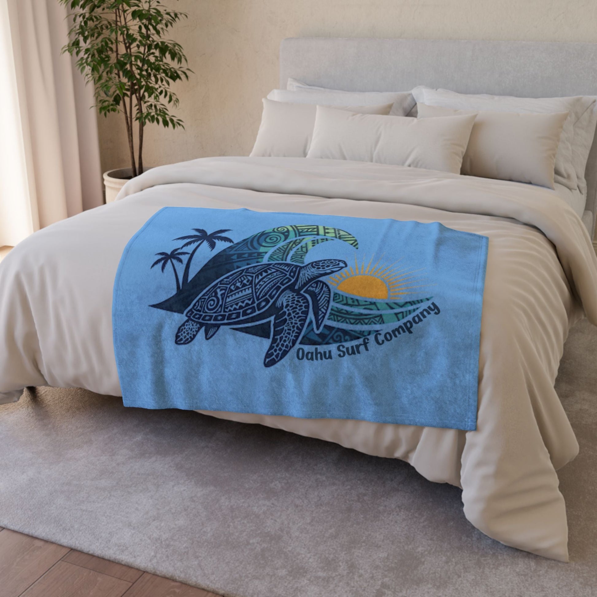 Hawaiian Sea Turtle Throw Blanket Super Soft Fleece - O'ahu Surf Company
