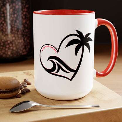Heart Wave Hawaii Two - Tone Coffee Mug 15oz - O'ahu Surf Company