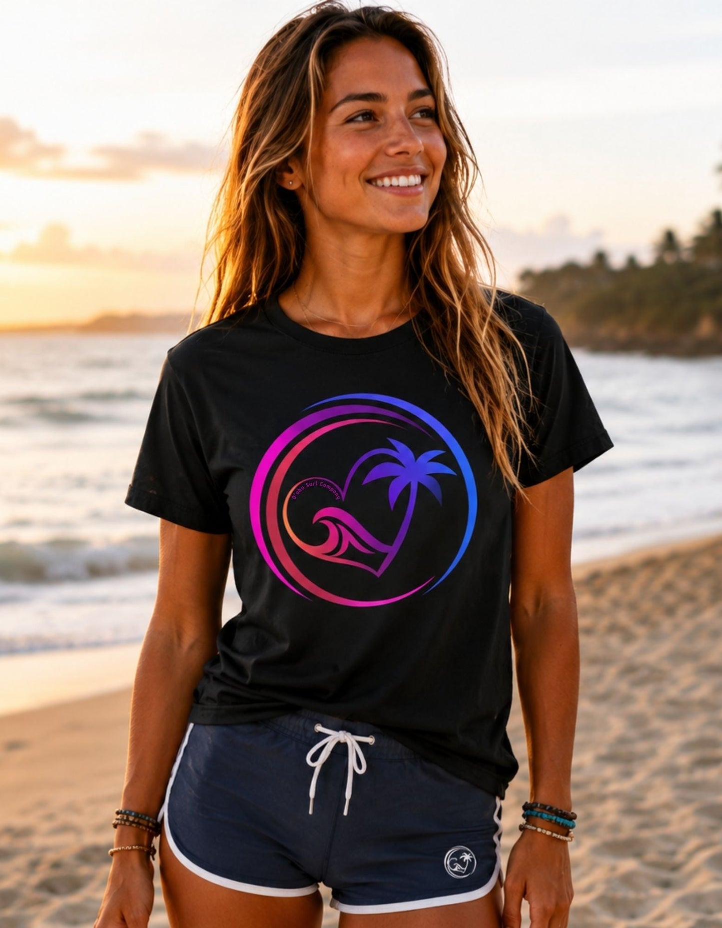 Heart Wave Rainbow Oahu Surf Tee - O'ahu Surf Company