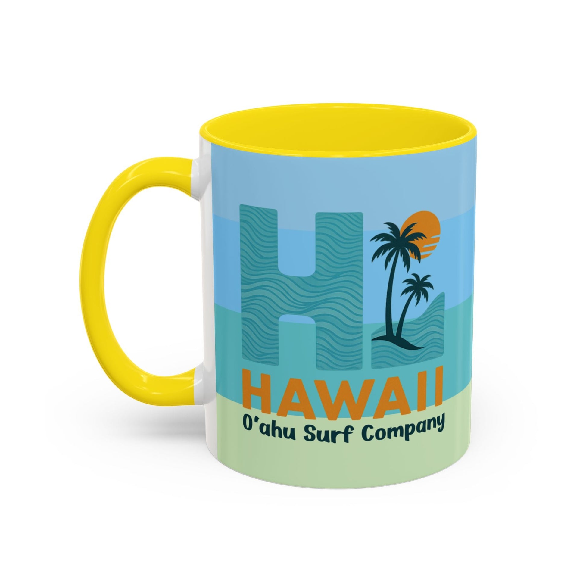 HI Hawaii Island Style Colorful Ocean Wave Coffee Mug 11oz Beach House Decor Tropical Island Theme Cup - O'ahu Surf Company