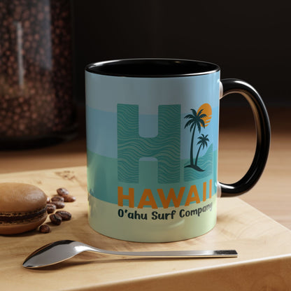 HI Hawaii Island Style Colorful Ocean Wave Coffee Mug 11oz Beach House Decor Tropical Island Theme Cup - O'ahu Surf Company