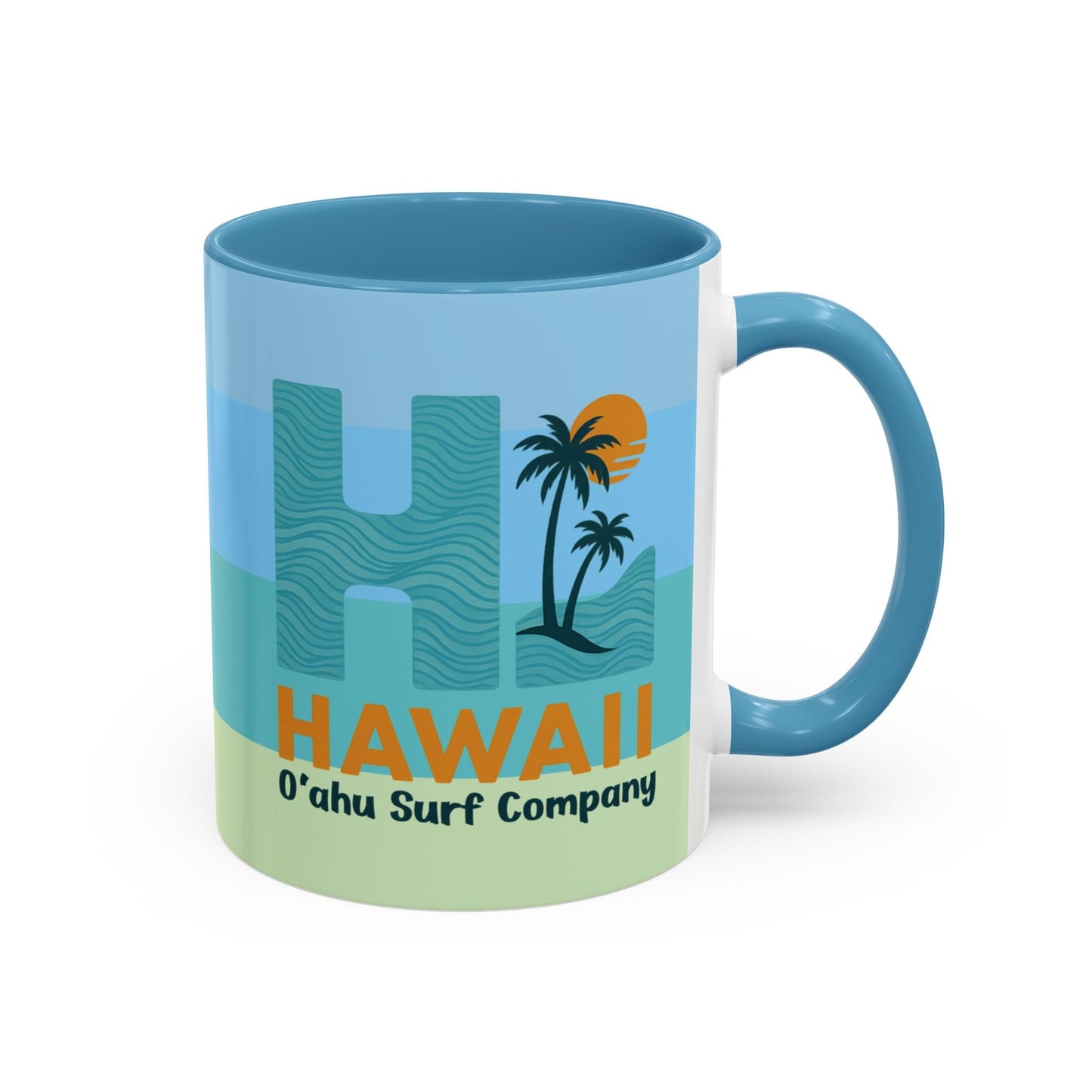 HI Hawaii Island Style Colorful Ocean Wave Coffee Mug 11oz Beach House Decor Tropical Island Theme Cup - O'ahu Surf Company
