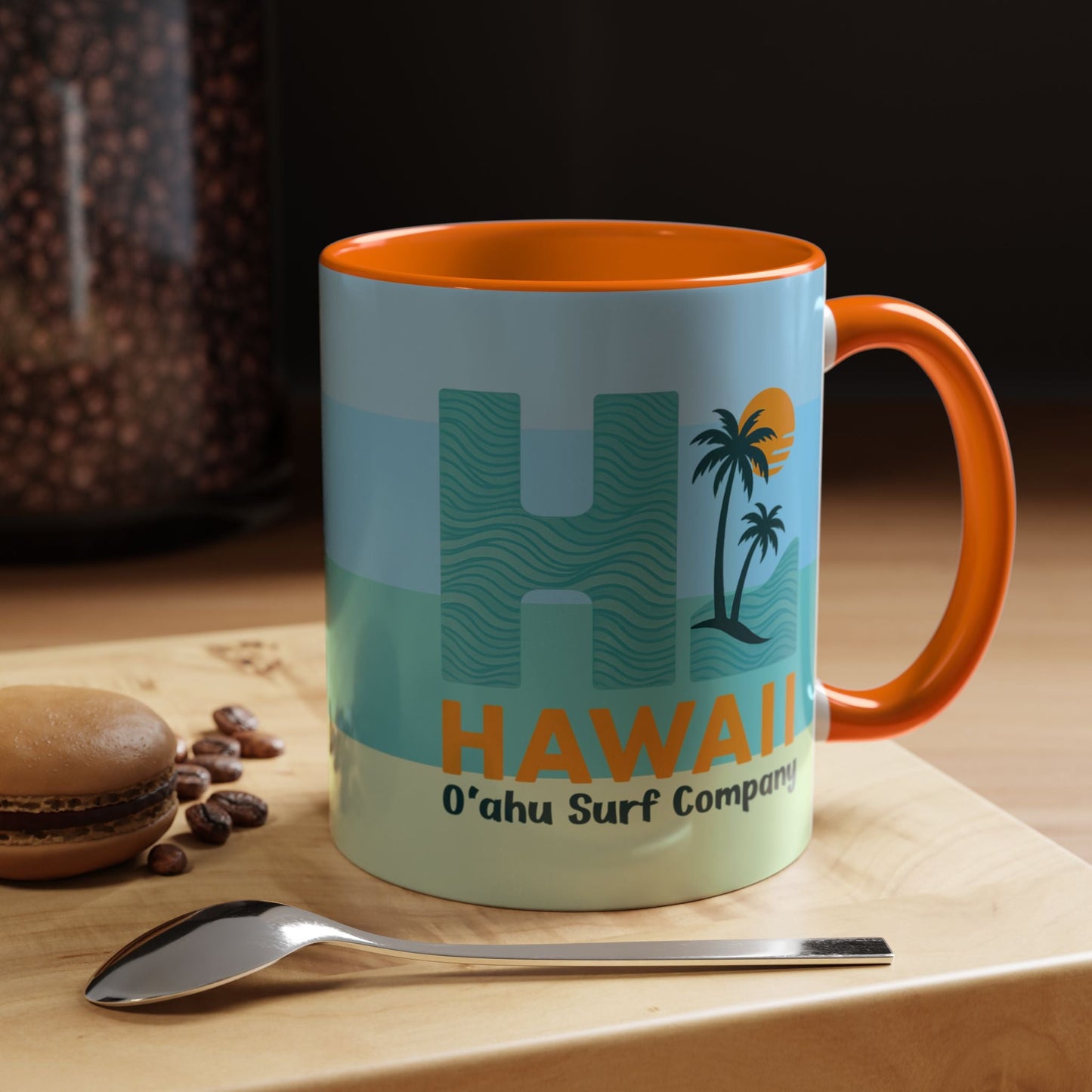 HI Hawaii Island Style Colorful Ocean Wave Coffee Mug 11oz Beach House Decor Tropical Island Theme Cup - O'ahu Surf Company
