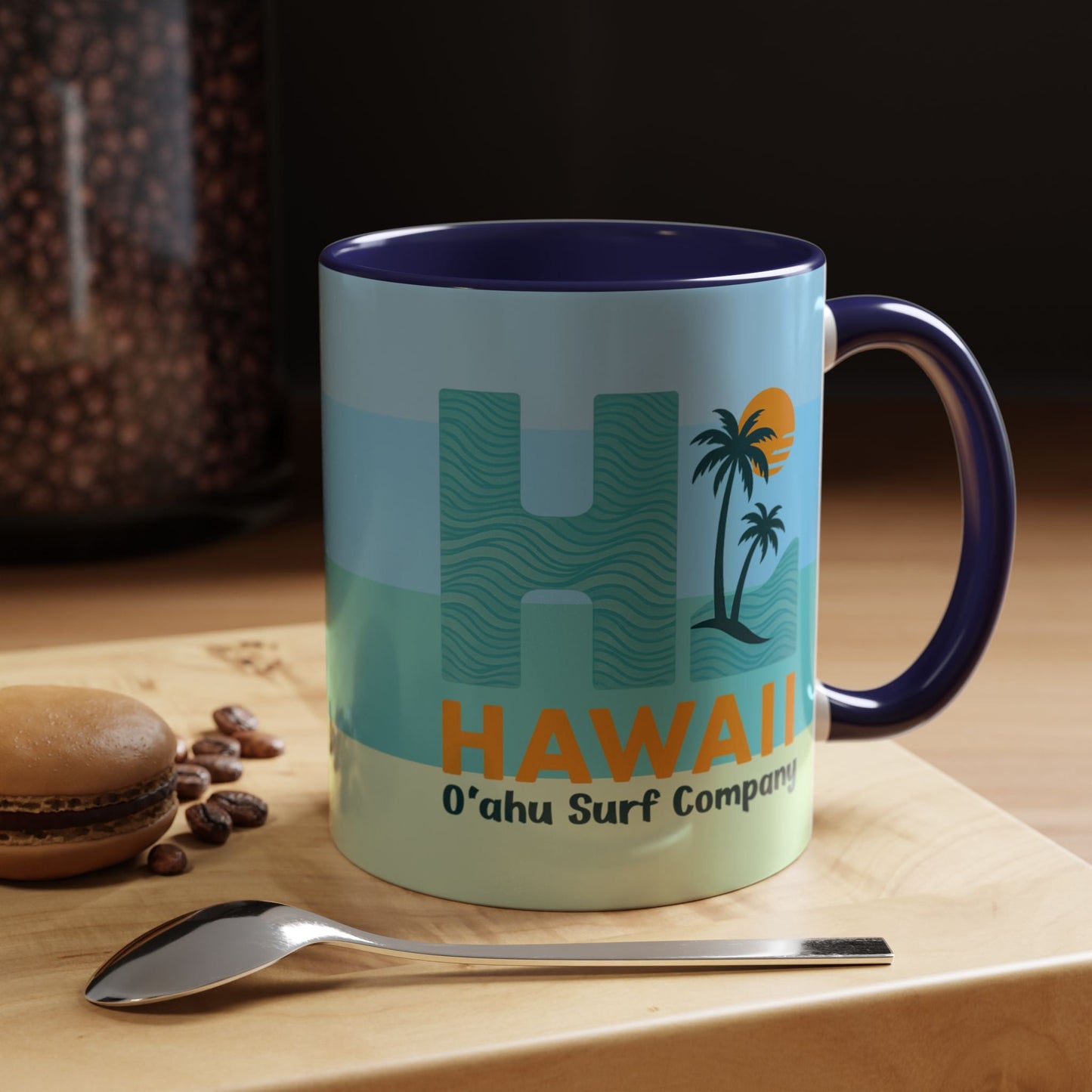 HI Hawaii Island Style Colorful Ocean Wave Coffee Mug 11oz Beach House Decor Tropical Island Theme Cup - O'ahu Surf Company