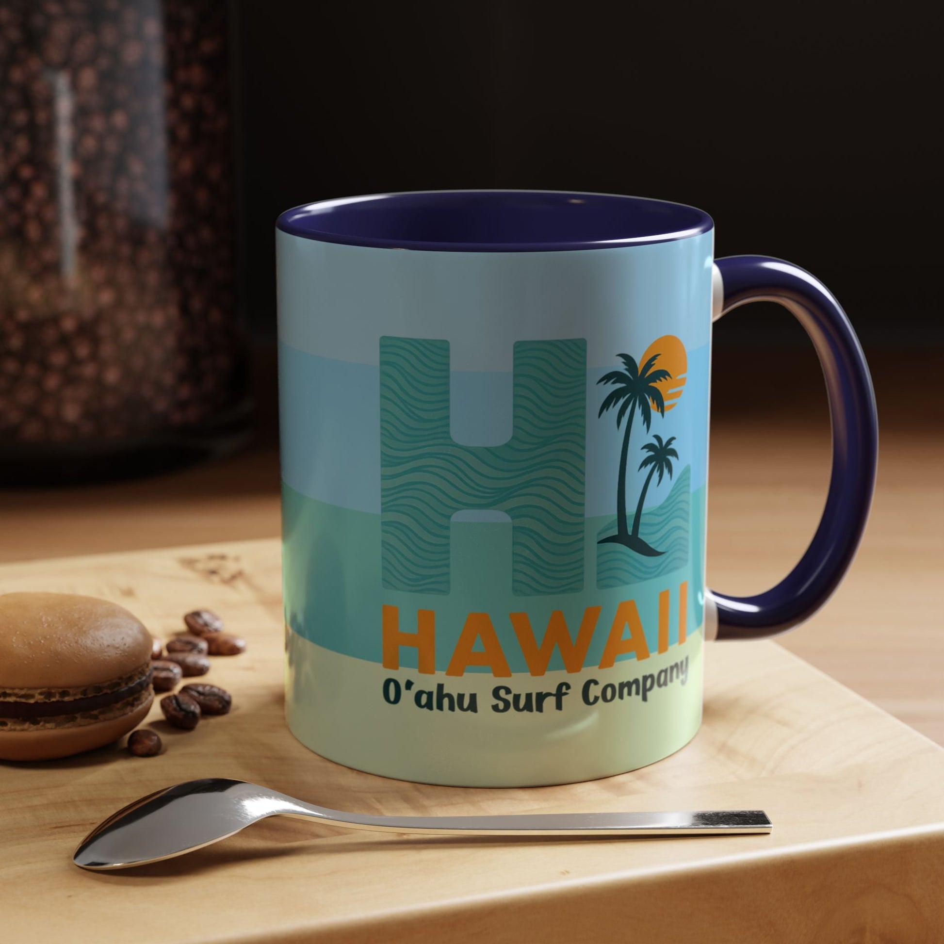HI Hawaii Island Style Colorful Ocean Wave Coffee Mug 11oz Beach House Decor Tropical Island Theme Cup - O'ahu Surf Company