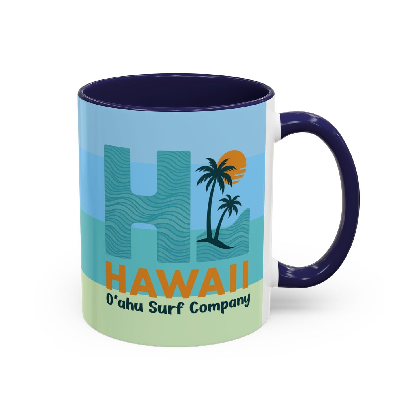 HI Hawaii Island Style Colorful Ocean Wave Coffee Mug 11oz Beach House Decor Tropical Island Theme Cup - O'ahu Surf Company