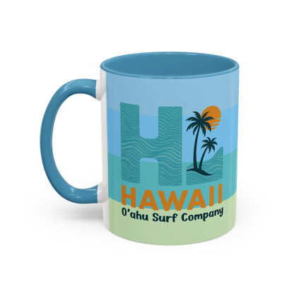 HI Hawaii Island Style Colorful Ocean Wave Coffee Mug 11oz Beach House Decor Tropical Island Theme Cup - O'ahu Surf Company