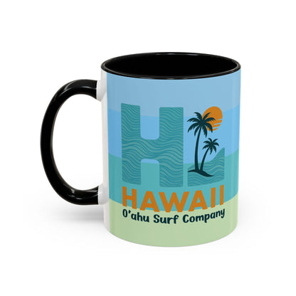 HI Hawaii Island Style Colorful Ocean Wave Coffee Mug 11oz Beach House Decor Tropical Island Theme Cup - O'ahu Surf Company