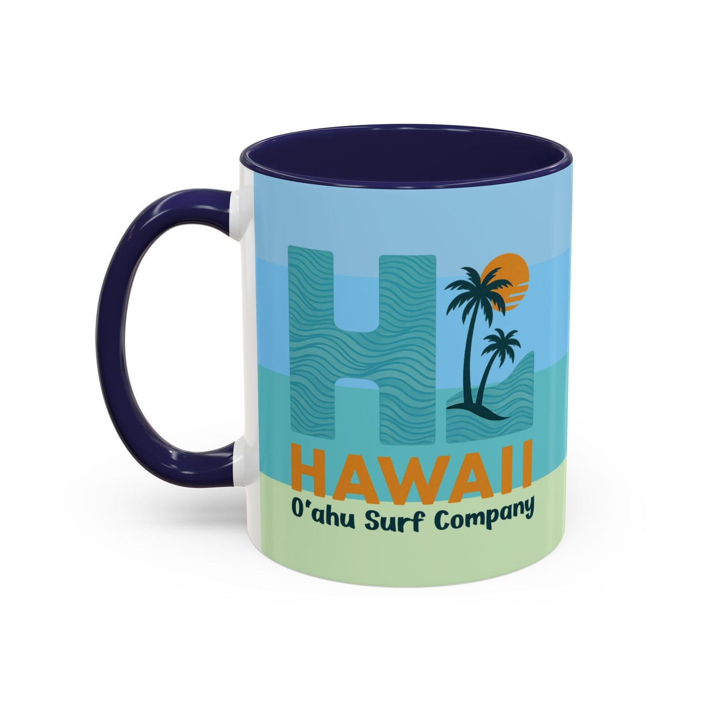 HI Hawaii Island Style Colorful Ocean Wave Coffee Mug 11oz Beach House Decor Tropical Island Theme Cup - O'ahu Surf Company
