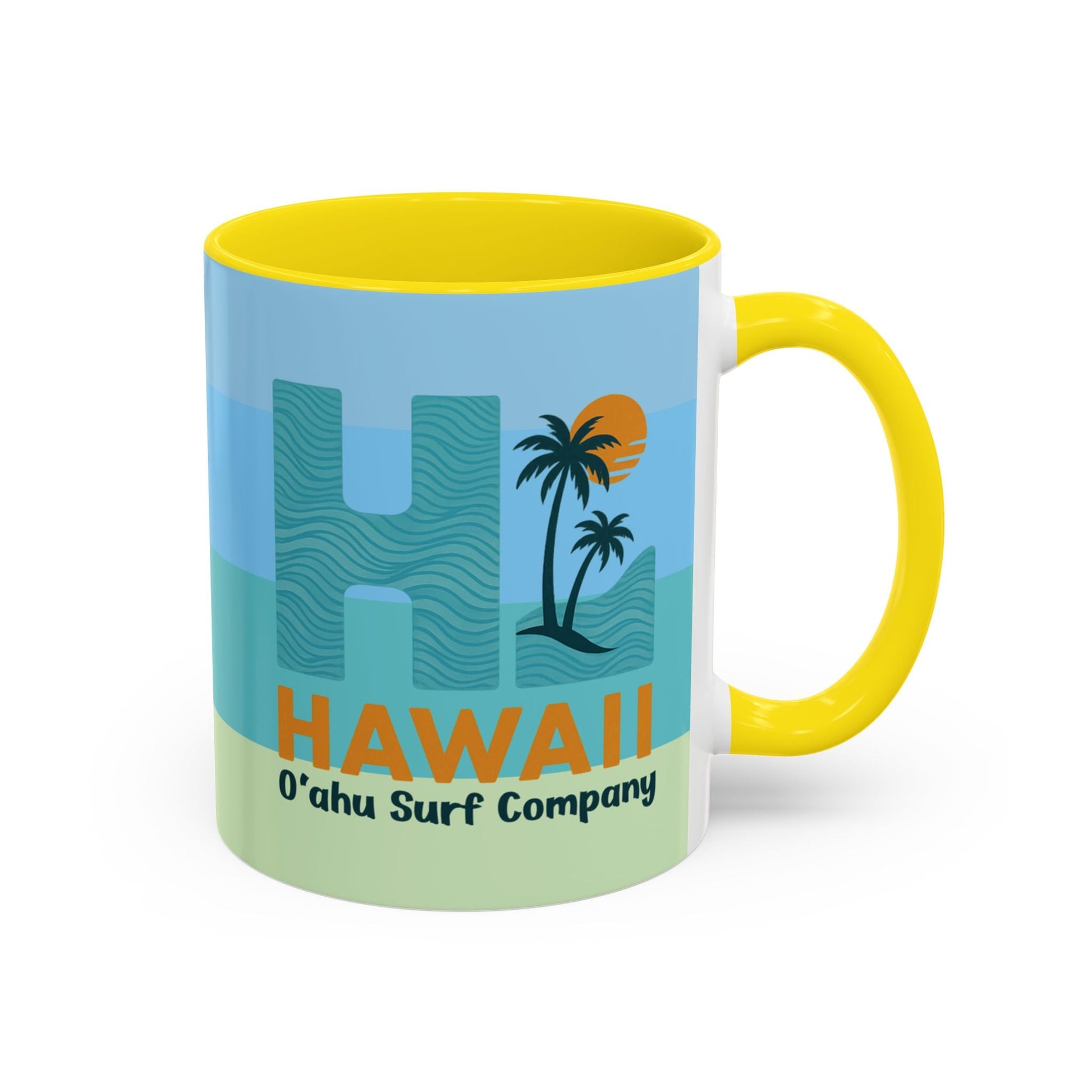 HI Hawaii Island Style Colorful Ocean Wave Coffee Mug 11oz Beach House Decor Tropical Island Theme Cup - O'ahu Surf Company