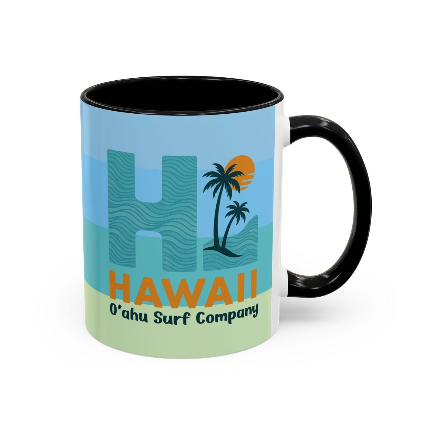 HI Hawaii Island Style Colorful Ocean Wave Coffee Mug 11oz Beach House Decor Tropical Island Theme Cup - O'ahu Surf Company