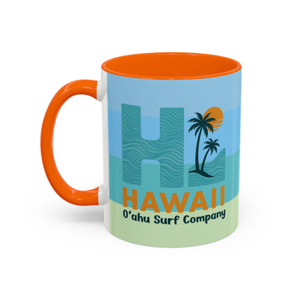 HI Hawaii Island Style Colorful Ocean Wave Coffee Mug 11oz Beach House Decor Tropical Island Theme Cup - O'ahu Surf Company