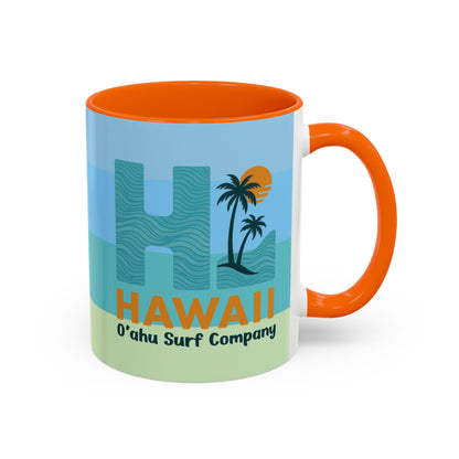 HI Hawaii Island Style Colorful Ocean Wave Coffee Mug 11oz Beach House Decor Tropical Island Theme Cup - O'ahu Surf Company