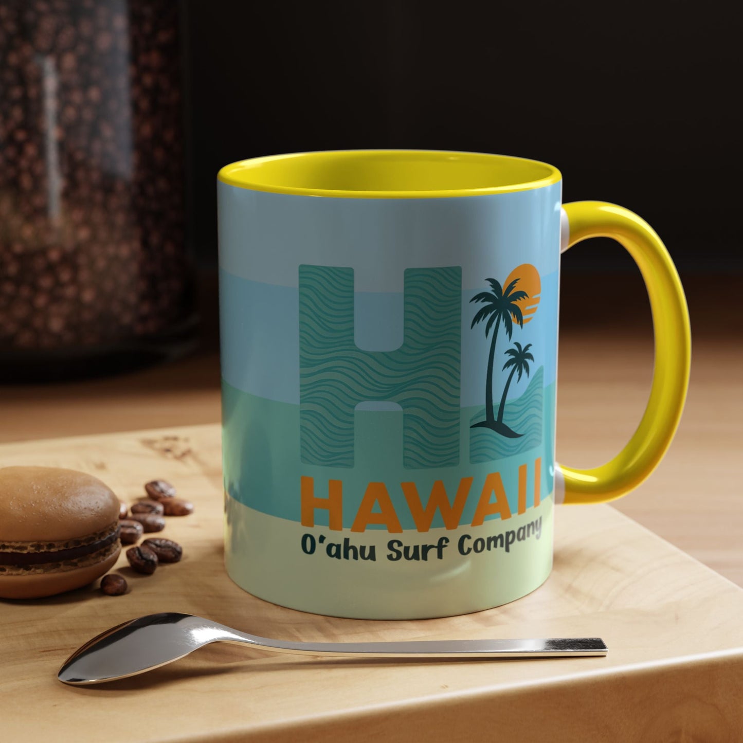 HI Hawaii Island Style Colorful Ocean Wave Coffee Mug 11oz Beach House Decor Tropical Island Theme Cup - O'ahu Surf Company